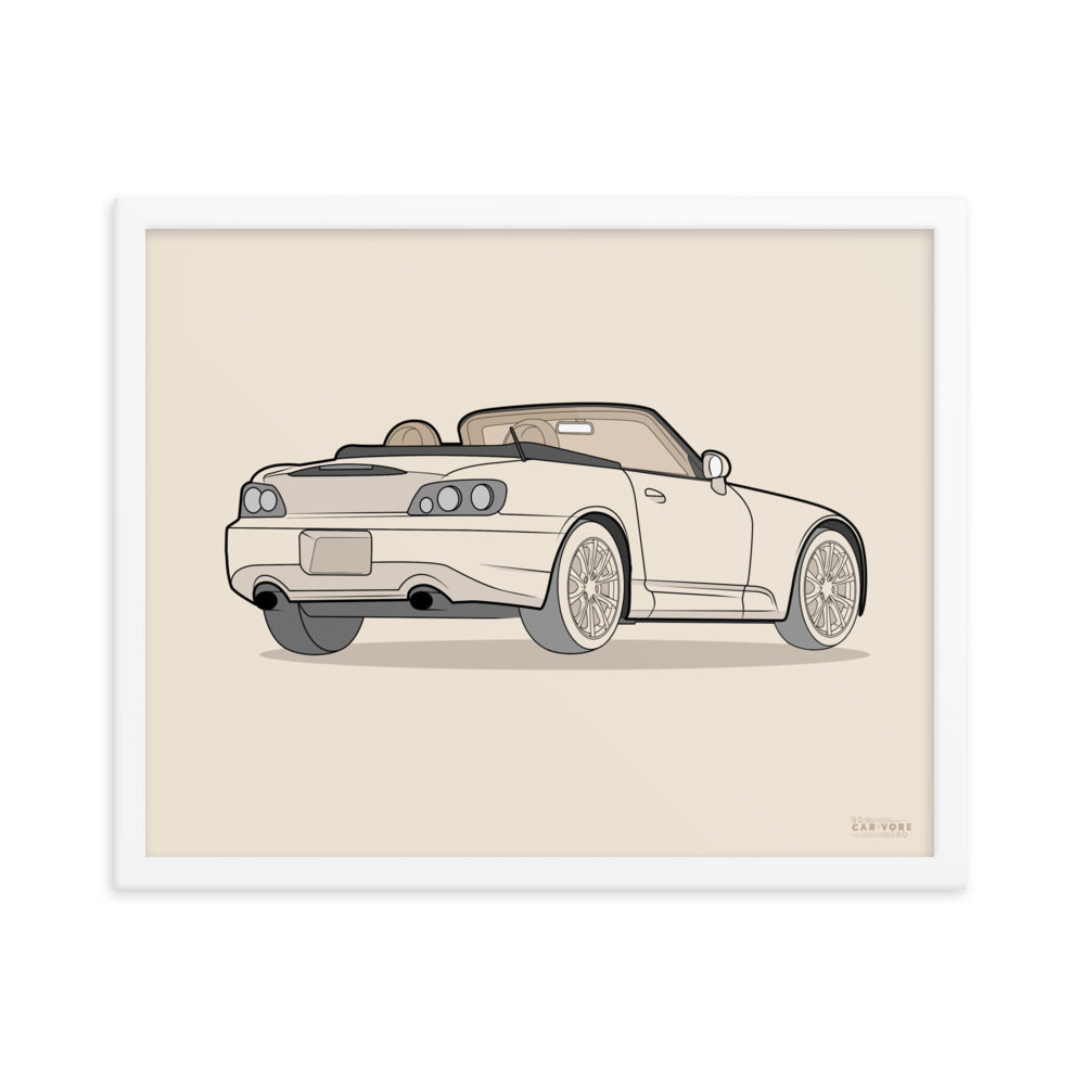 2007 Honda S2000 Rear View Framed Enhanced Matte Poster (3 Sizes & Frames Available)