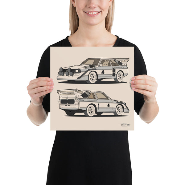 Sport Quattro S1 Rally Spec 12 in. x 12 in. Poster – CarVore Club