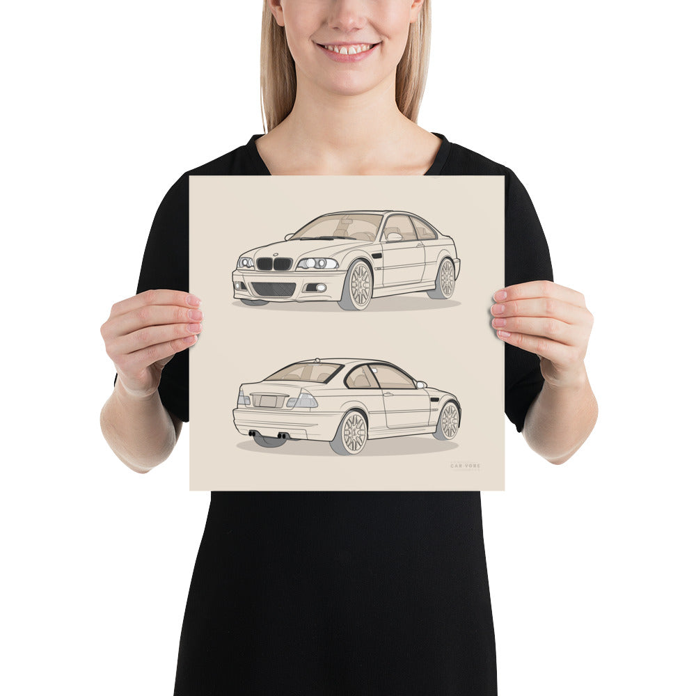2006 BMW E46 M3 Coupe 12 in. x 12 in. Poster