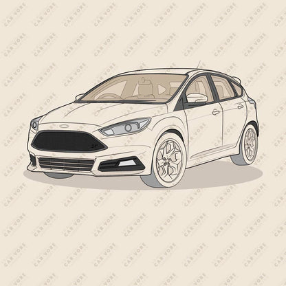 2017 Ford Focus ST Mk3 (Right-Hand Drive) Front Side Heather Dust Unisex T-Shirt