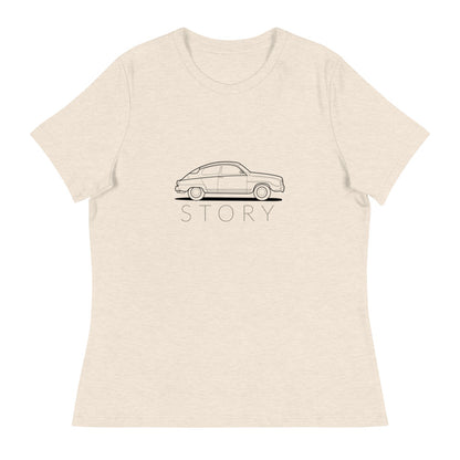 Saab Story 96 Monte Carlo Outline Women's Relaxed Beige T-Shirt