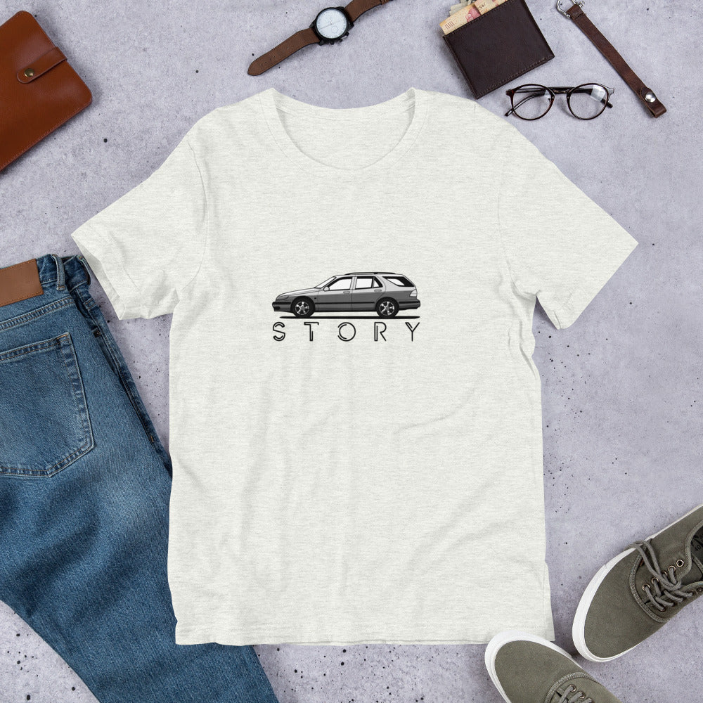 Saab 9-5 Wagon Sport Combi Wagon Story White Unisex T-shirt