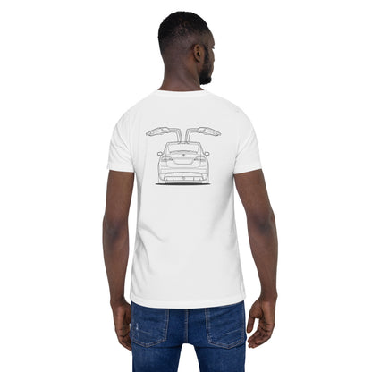 Tesla Model X Falcon Wings Back Side Unisex T-Shirt (3 Colors Available)