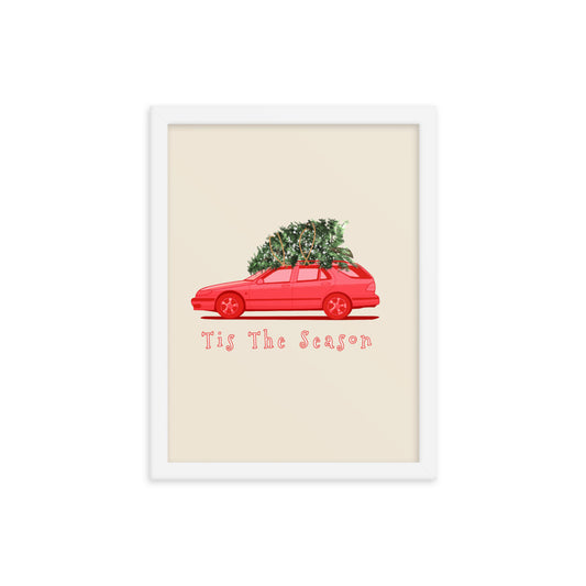 Saab 9-5 Wagon Tis The Season Christmas Holiday 12 in. x 16 in. Framed Poster
