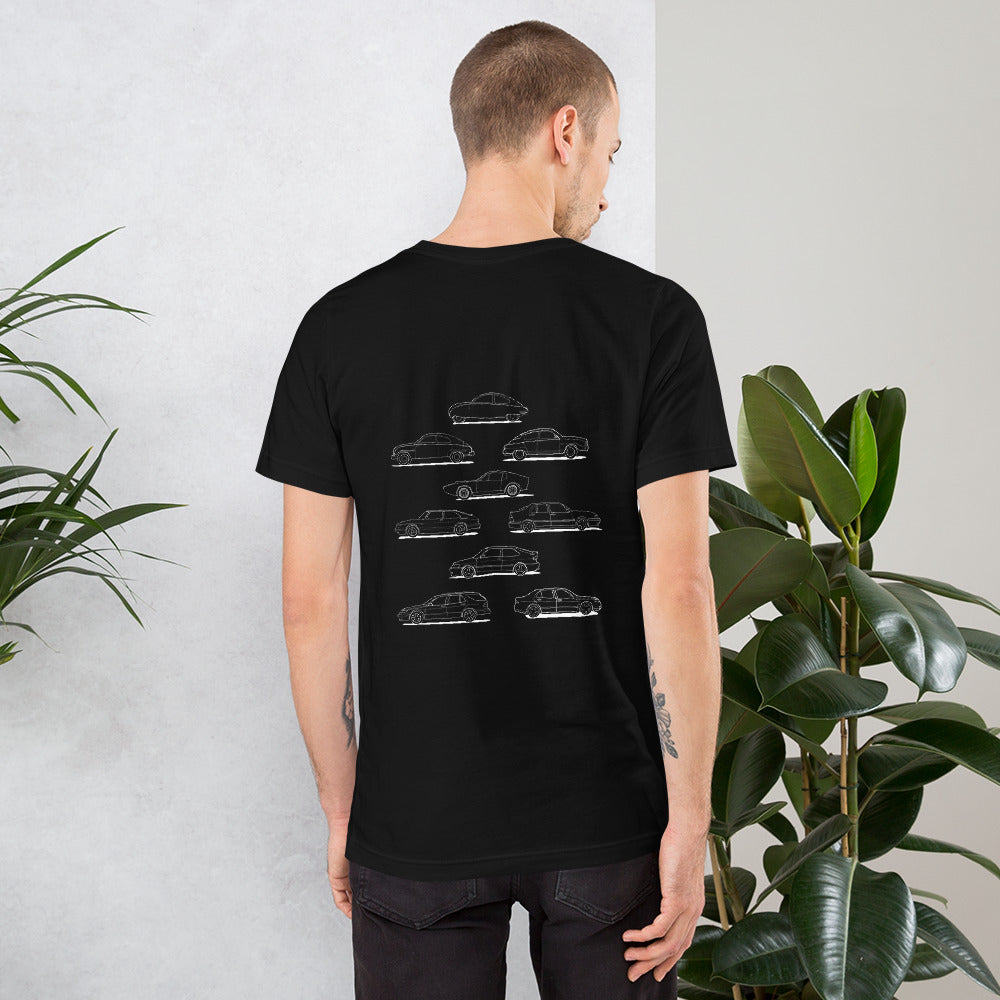 Saab Evolution Unisex T-Shirt with Graphic on the Back (3 Colors Available)
