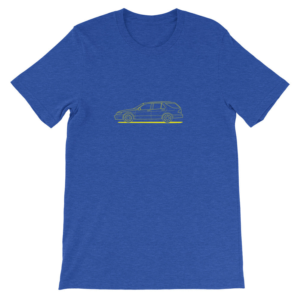 Saab 9-5 Wagon Sport Combi Wagon 9-5 Outline Short-Sleeve Unisex Blue T-Shirt