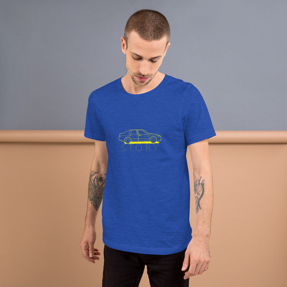 Saab Story 9-5 Sedan Outline Blue Unisex T-Shirt