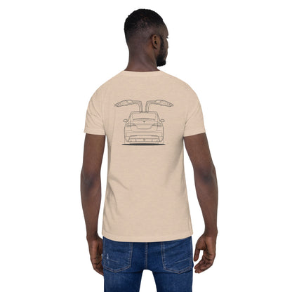 Tesla Model X Falcon Wings Back Side Unisex T-Shirt (3 Colors Available)