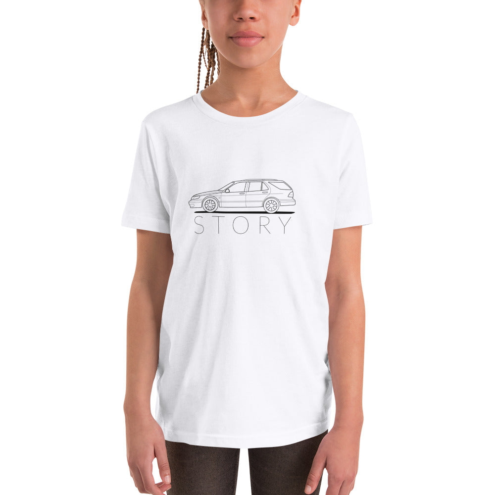 Saab Story 9-5 Wagon Outline White T-Shirt
