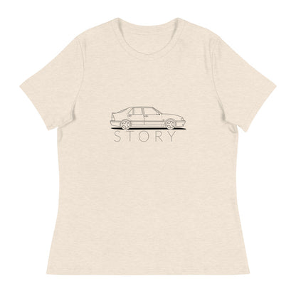 Saab Story 9000 Aero Outline Women's Relaxed Beige T-Shirt