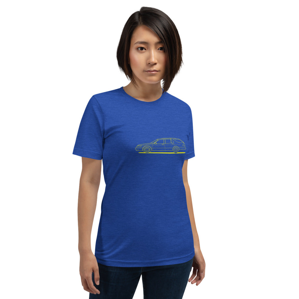 Saab 9-5 Wagon Sport Combi Wagon 9-5 Outline Short-Sleeve Unisex Blue T-Shirt