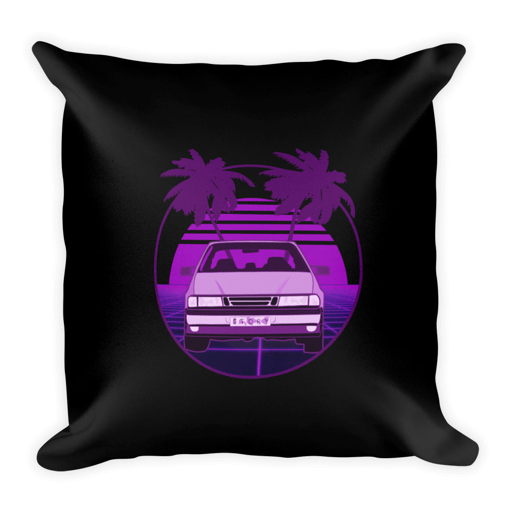 Vaporwave Saab Black 18 x 18 Throw Pillow