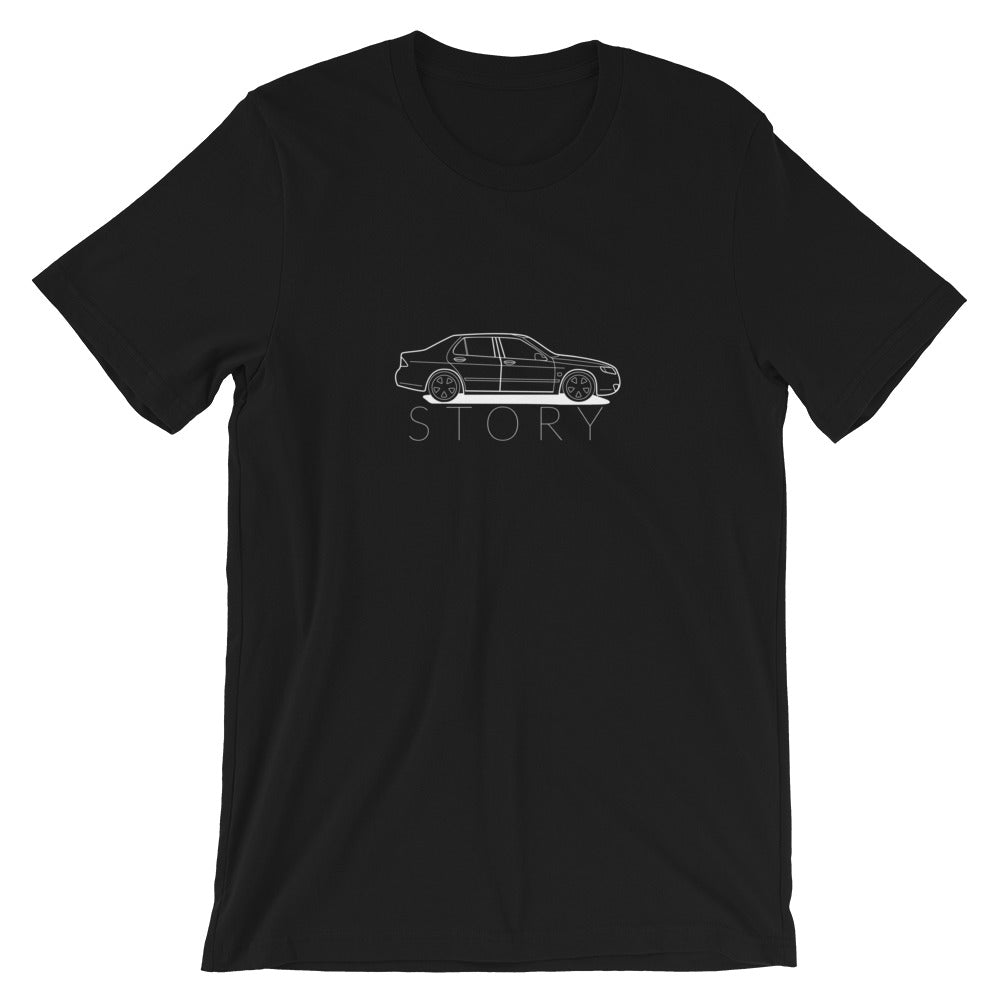 Saab Story 9-5 Sedan Outline Black Unisex T-Shirt