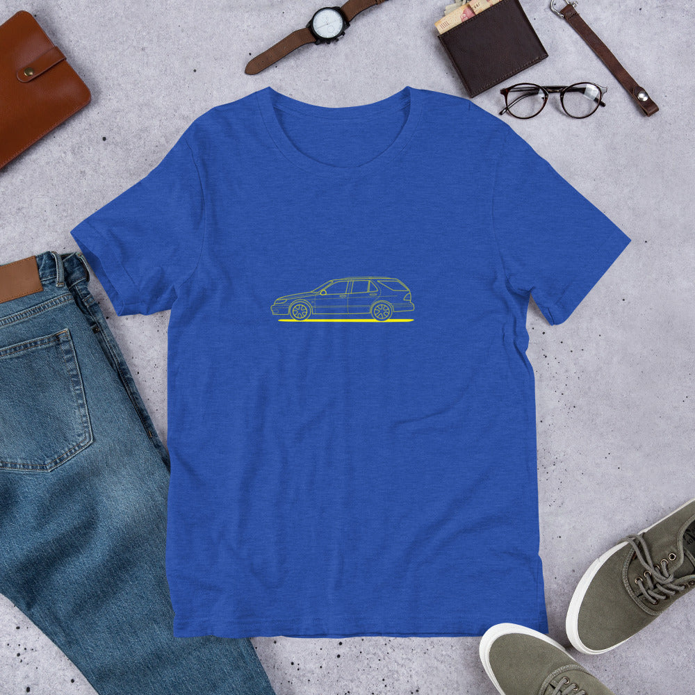 Saab 9-5 Wagon Sport Combi Wagon 9-5 Outline Short-Sleeve Unisex Blue T-Shirt