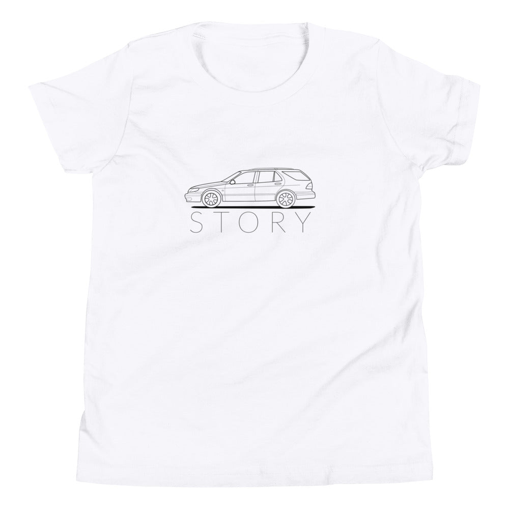 Saab Story 9-5 Wagon Outline White T-Shirt