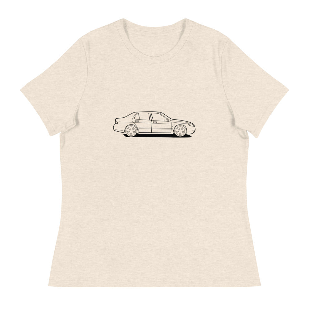 Saab 9-5 Sedan Outline Women's Relaxed Beige T-Shirt