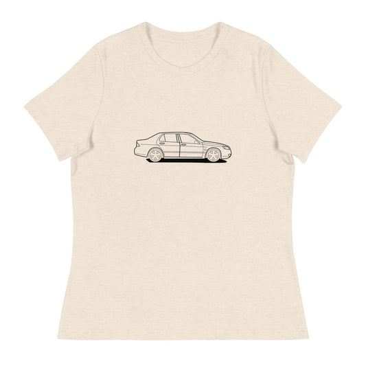 Saab 9-5 Sedan Outline Women's Relaxed Beige T-Shirt