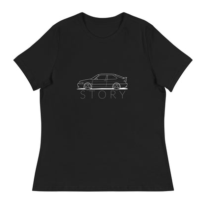 Saab Story Viggen Outline Women's Relaxed Black T-Shirt