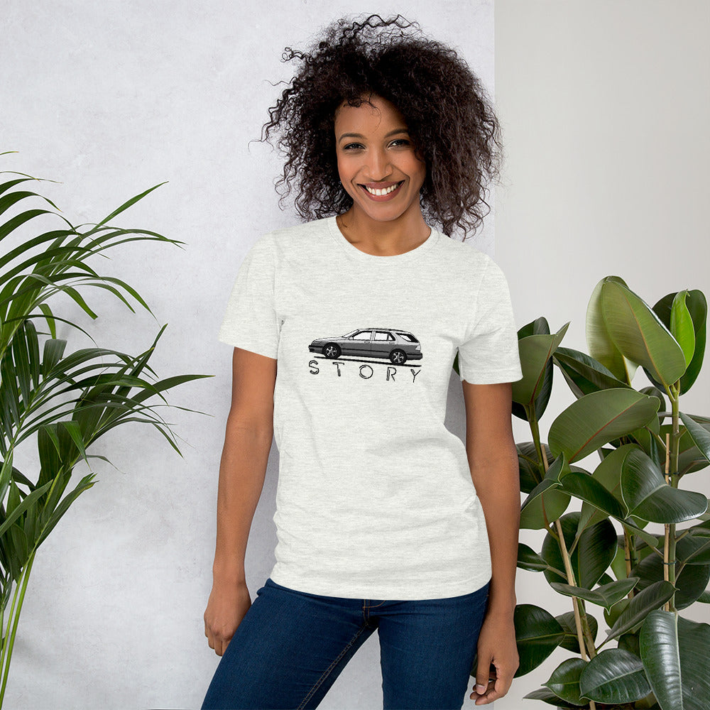 Saab 9-5 Wagon Sport Combi Wagon Story White Unisex T-shirt