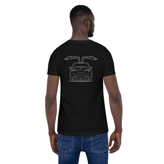 Tesla Model X Falcon Wings Back Side Unisex T-Shirt (3 Colors Available)