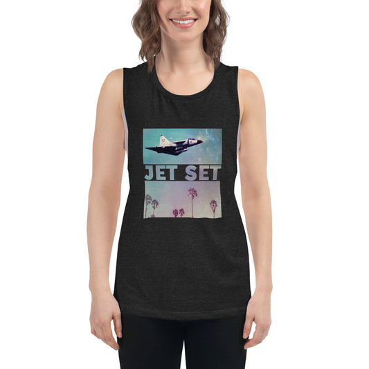 Saab Viggen Jet Ladies Muscle Black Heather Tank