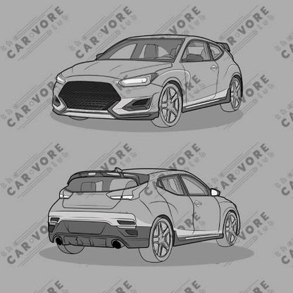 2021 Veloster N Double Sided Unisex Sweatshirt For Hyundai Enthusiasts (2 Colors Available)