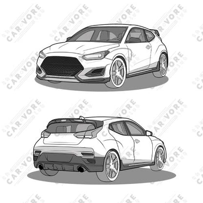 2021 Veloster N Double Sided Unisex T-Shirt For Hyundai Enthusiasts (3 Colors Available)