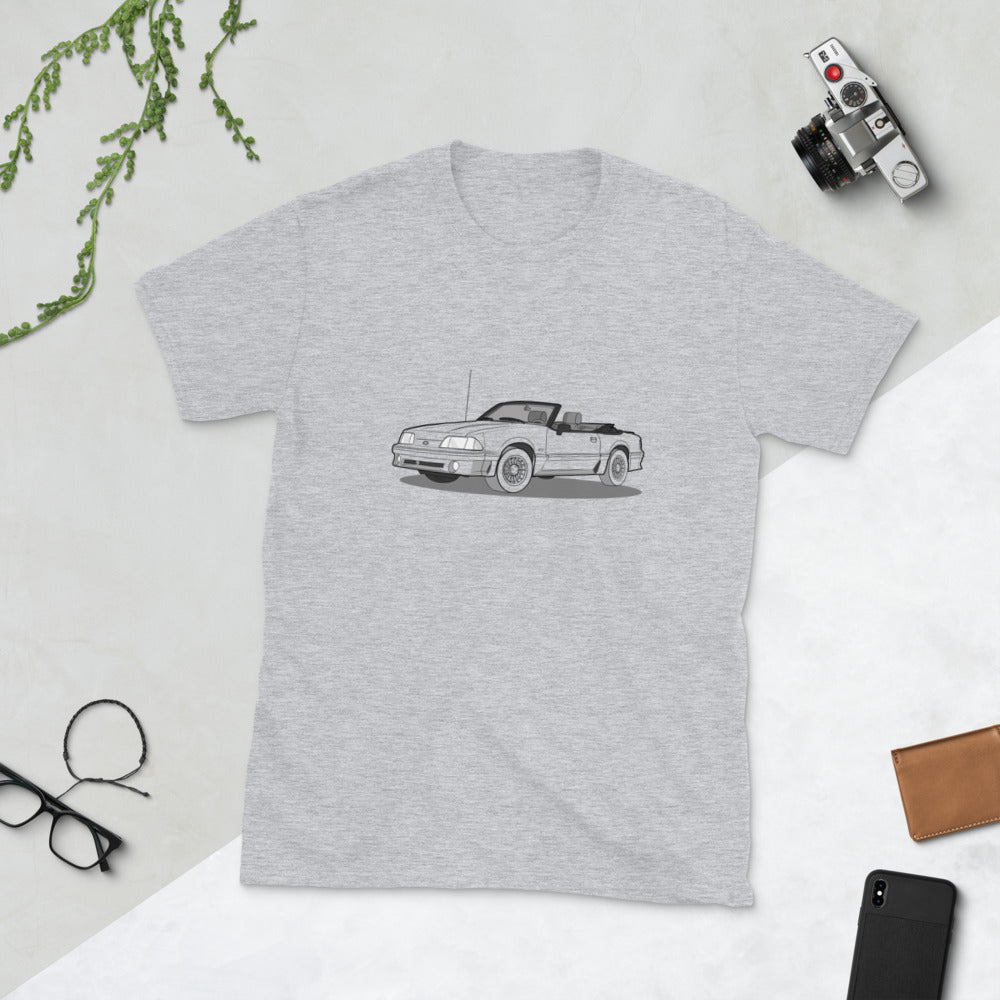 1989 Ford Mustang Convertible 5.0 Front Side Unisex T-Shirt (3 Colors Available)