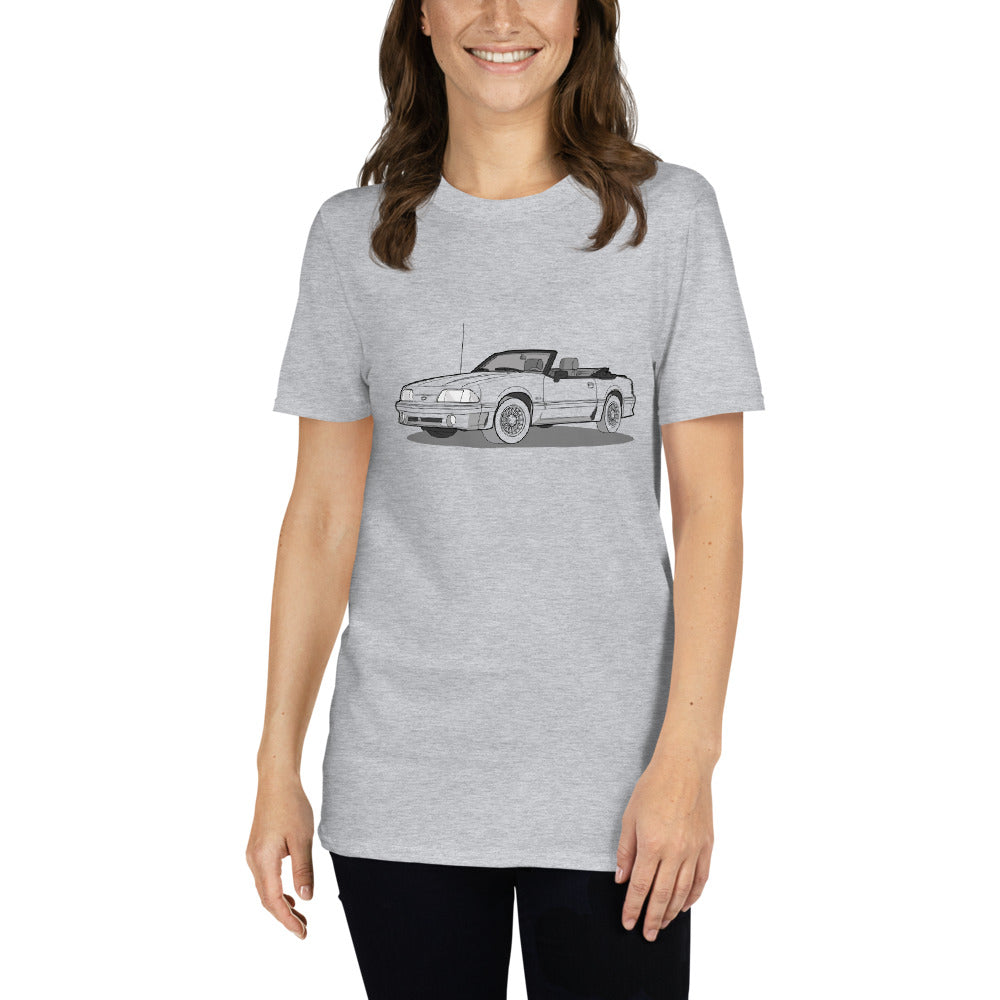 1989 Ford Mustang Convertible 5.0 Front Side Unisex T-Shirt (3 Colors Available)
