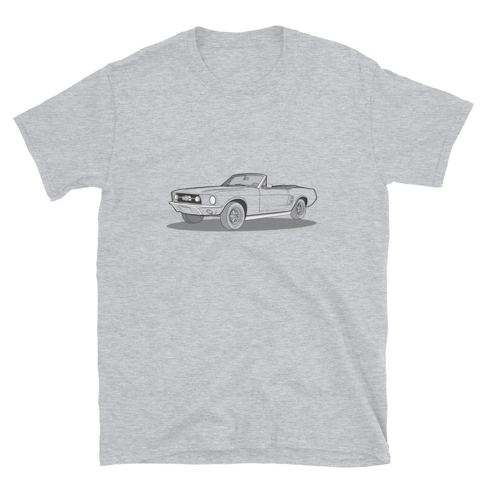 1967 Ford Mustang Convertible Double Sided Unisex T-Shirt (3 Colors Available)