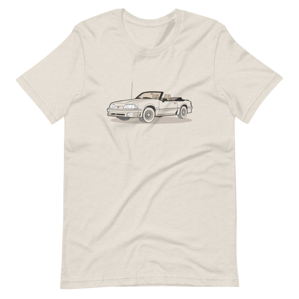 1989 Ford Mustang Convertible 5.0 Front Side Heather Dust Unisex T-Shirt