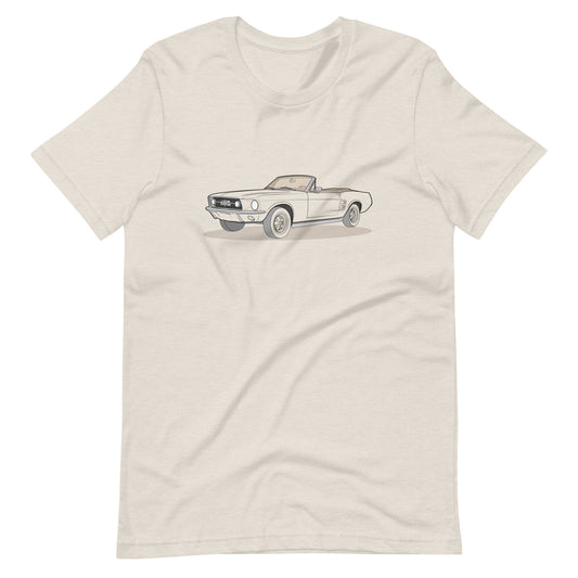  1967 Ford Mustang Convertible Heather Dust Double Sided Unisex T-Shirt