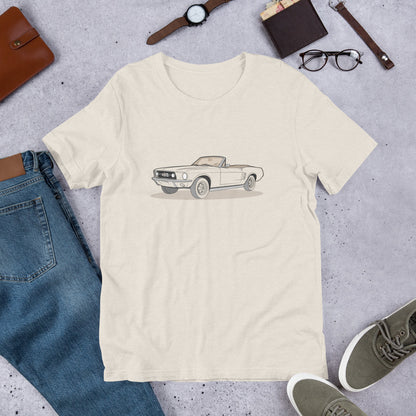  1967 Ford Mustang Convertible Heather Dust Double Sided Unisex T-Shirt
