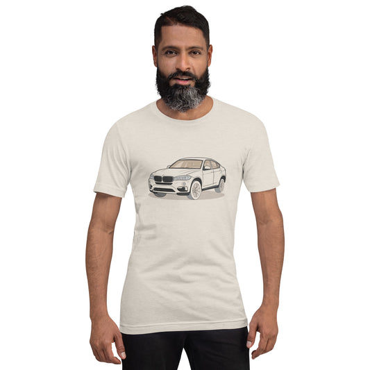 2016 BMW X6 XDrive 40D F16 Front Side Heather Dust Unisex T-Shirt (3 Colors Available)