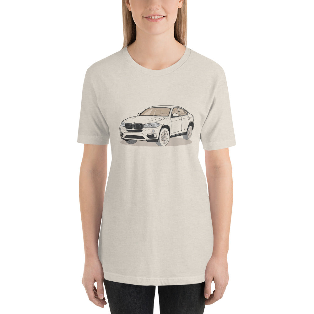 2016 BMW X6 XDrive 40D F16 Front Side Heather Dust Unisex T-Shirt (3 Colors Available)