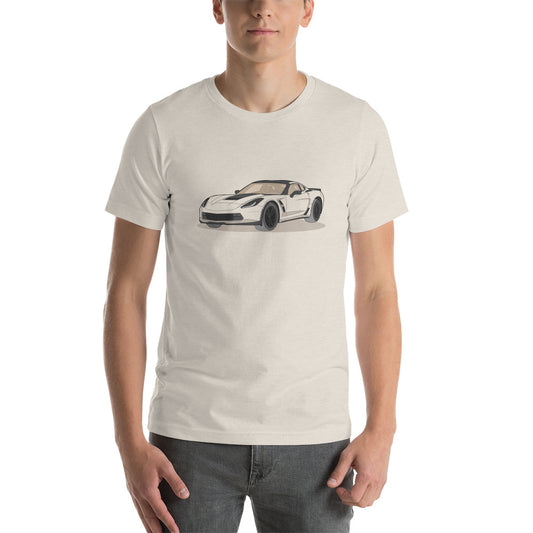 2019 Chevy Corvette Grand Sport Coupe Front Side Heather Dust Unisex T-Shirt