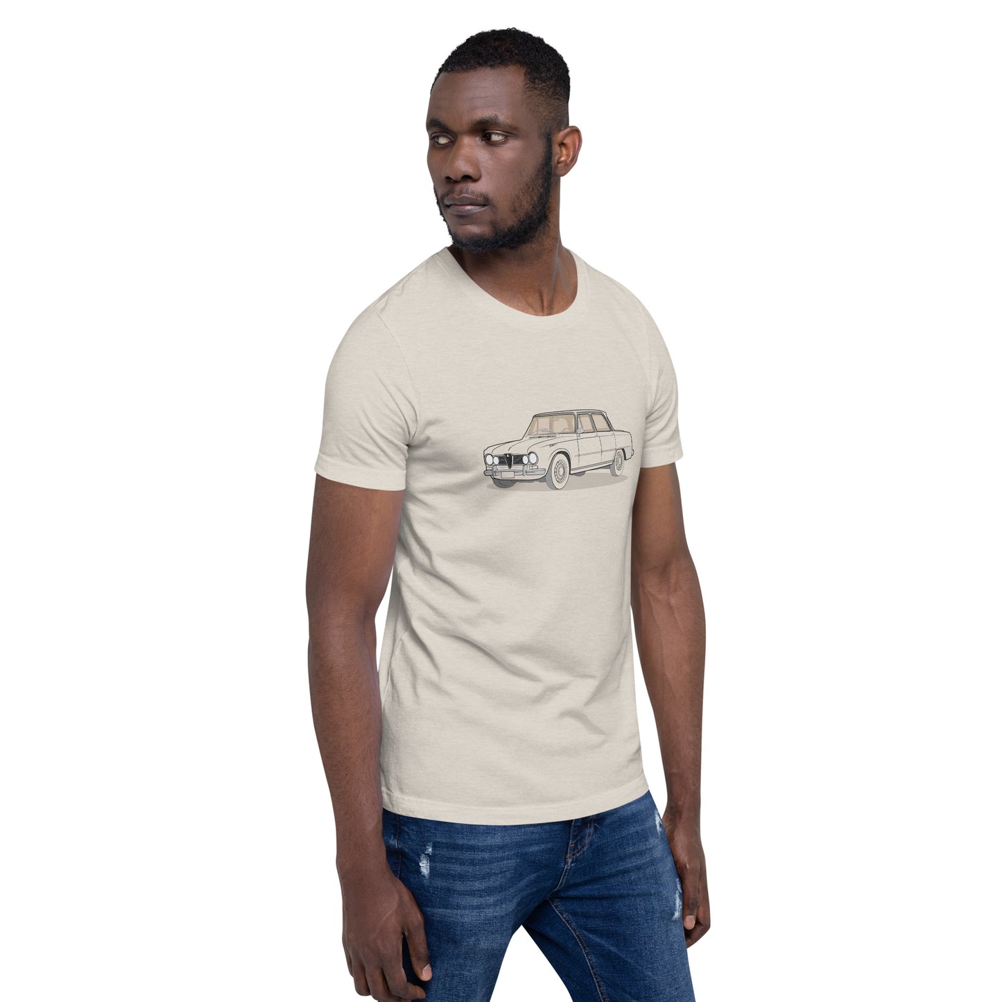 1967 Alfa Romeo Giulia Super Sedan Front Side Heather Dust Unisex T-Shirt