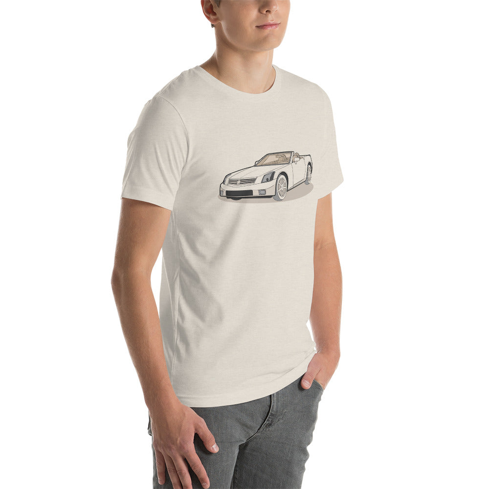 2006 XLR Front Side Heather Dust Unisex T-Shirt For Cadillac Enthusiasts