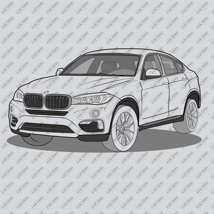 2016 BMW X6 XDrive 40D F16 Front Side Unisex T-Shirt (3 Colors Available)